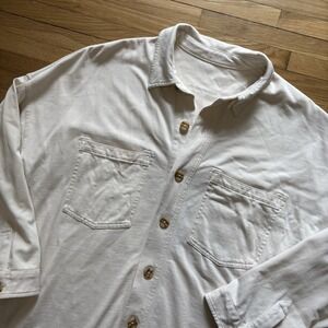 Vuori Mackenzie Shirt Jacket Womens XS/S Salt White Knit Button Up Shacket VW546